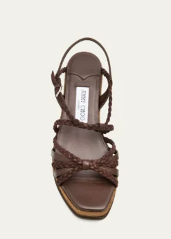 Jimmy Choo60mm Nyra Leather Espadrille Wedge Sandals