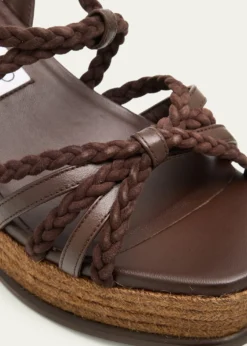 Jimmy Choo60mm Nyra Leather Espadrille Wedge Sandals