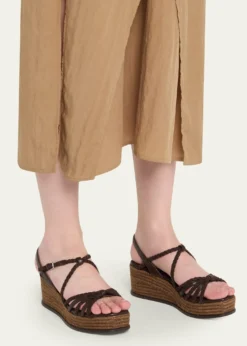 Jimmy Choo60mm Nyra Leather Espadrille Wedge Sandals