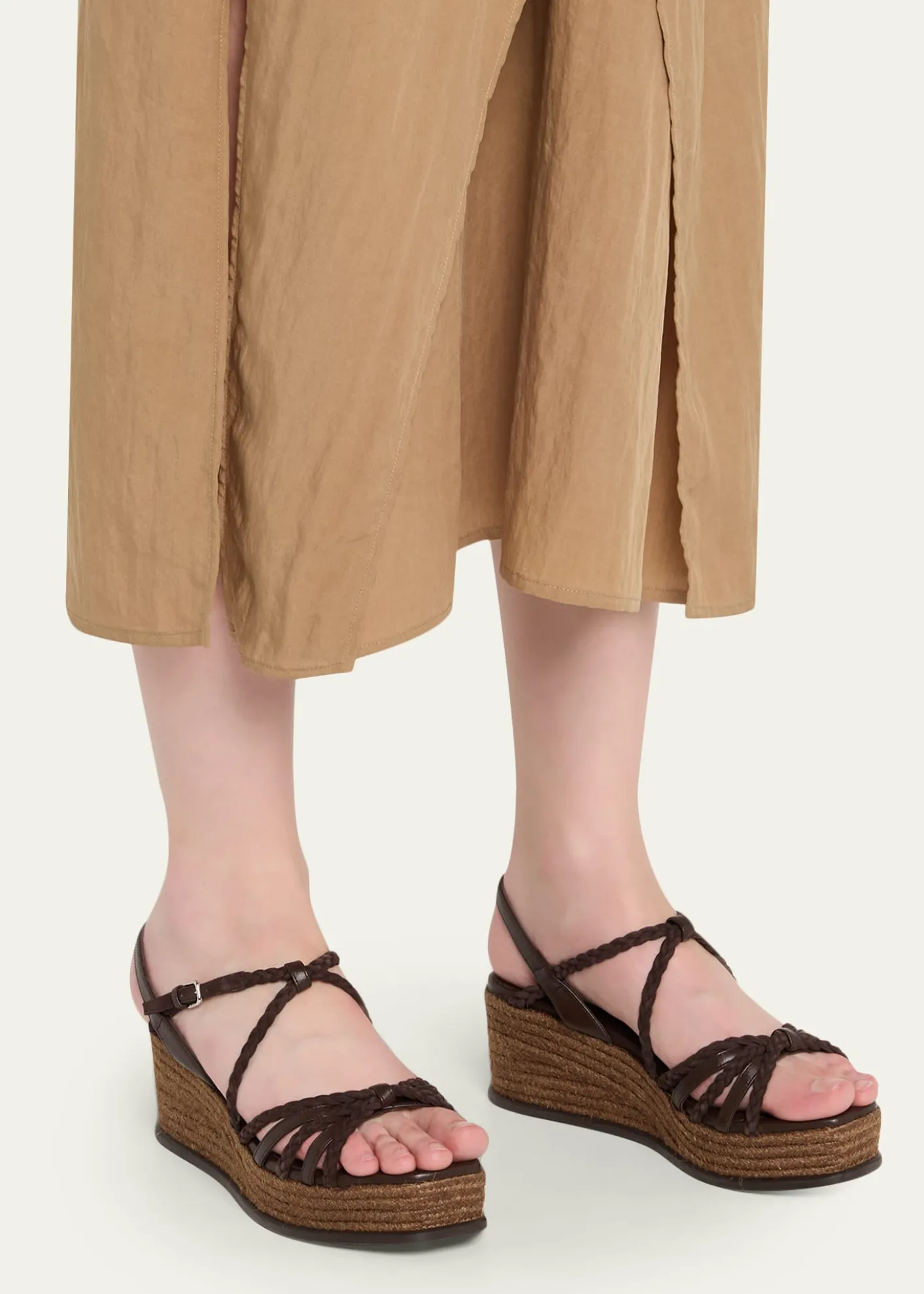 Jimmy Choo60mm Nyra Leather Espadrille Wedge Sandals