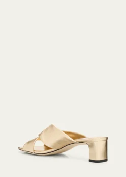 Jimmy Choo45mm Rafi Metallic Leather Mules