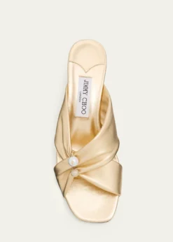 Jimmy Choo45mm Rafi Metallic Leather Mules