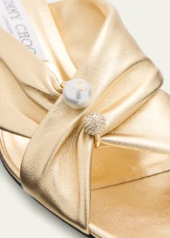 Jimmy Choo45mm Rafi Metallic Leather Mules