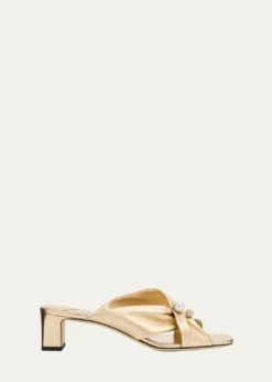 Jimmy Choo45mm Rafi Metallic Leather Mules