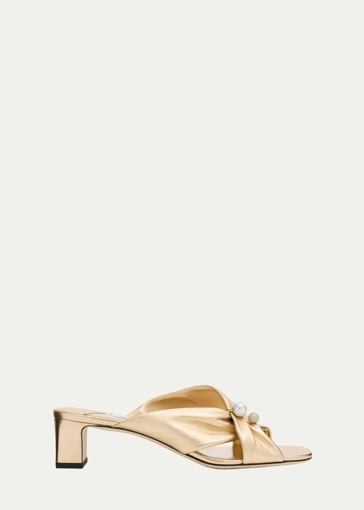 Jimmy Choo45mm Rafi Metallic Leather Mules