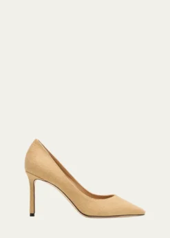 Jimmy Choo85mm Romy Linen Pointed-Toe Pumps