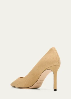 Jimmy Choo85mm Romy Linen Pointed-Toe Pumps