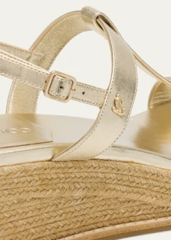 Jimmy Choo60mm Thea Metallic Leather Wedge Sandals