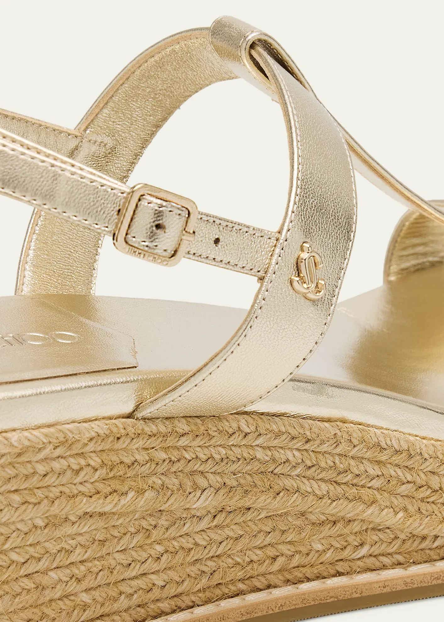 Jimmy Choo60mm Thea Metallic Leather Wedge Sandals
