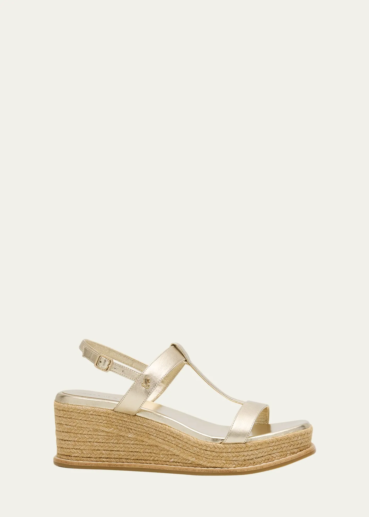 Jimmy Choo60mm Thea Metallic Leather Wedge Sandals