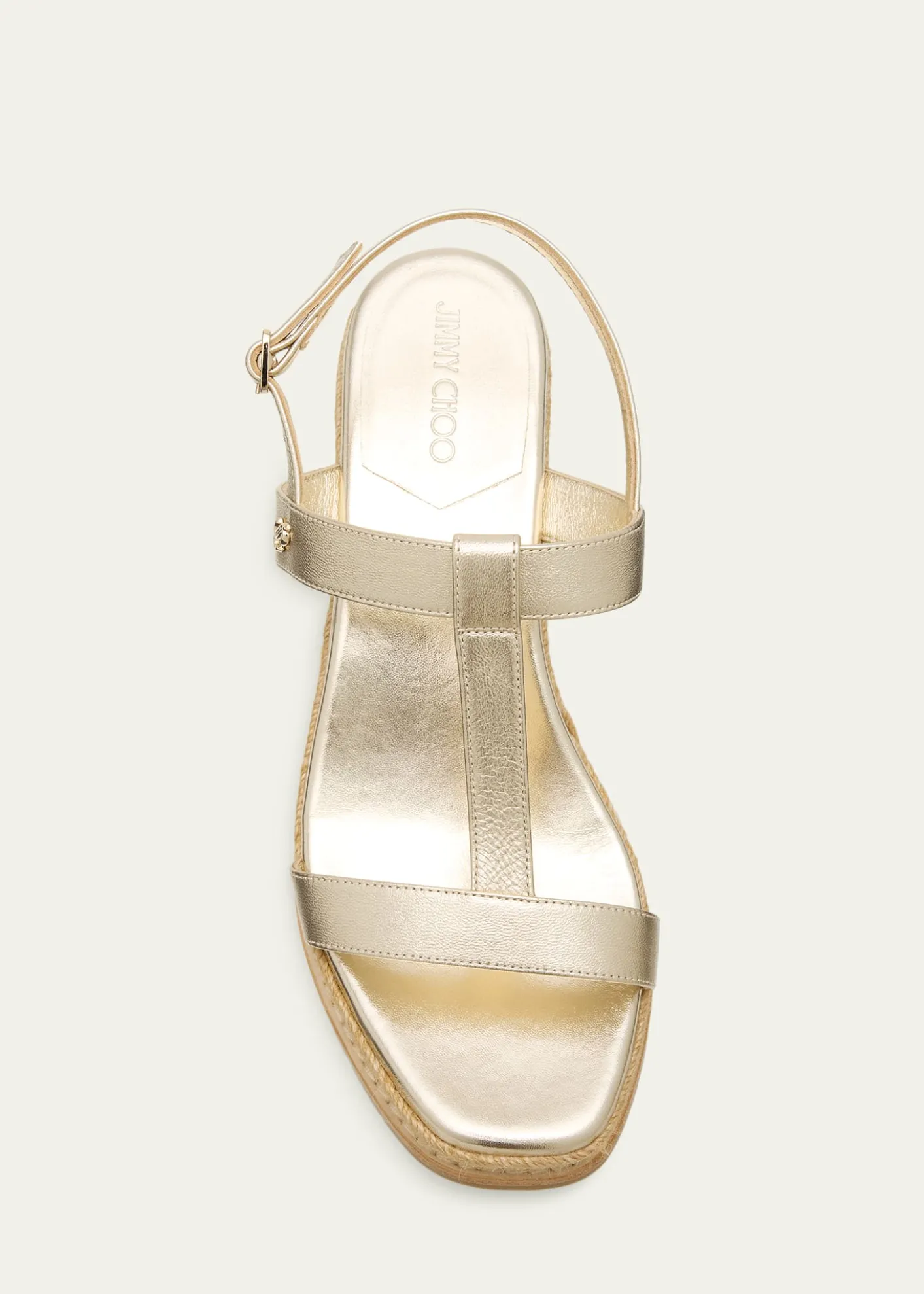 Jimmy Choo60mm Thea Metallic Leather Wedge Sandals