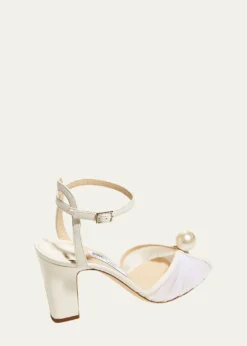 Jimmy ChooSacaria Tulle Pearly Ankle-Strap Sandals