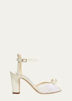 Jimmy ChooSacaria Tulle Pearly Ankle-Strap Sandals