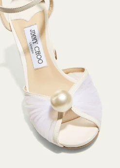 Jimmy ChooSacaria Tulle Pearly Ankle-Strap Sandals