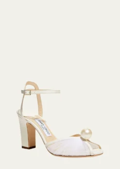 Jimmy ChooSacaria Tulle Pearly Ankle-Strap Sandals