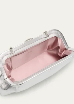 Jimmy ChooSkylar Frame Metallic Leather Clutch Bag