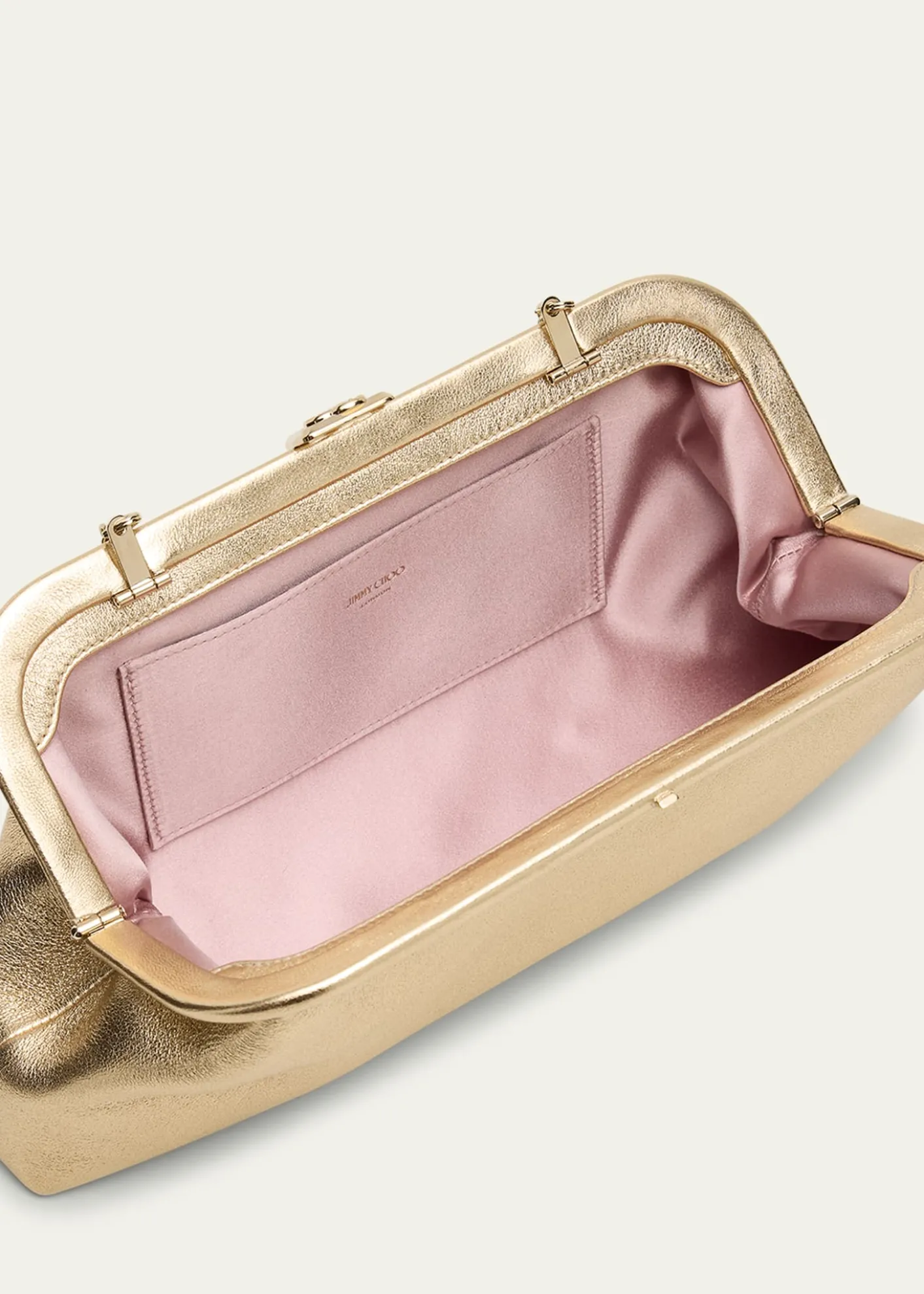 Jimmy ChooSkylar Frame Metallic Leather Clutch Bag