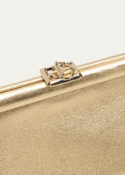 Jimmy ChooSkylar Frame Metallic Leather Clutch Bag