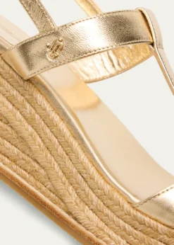 Jimmy ChooTheia 60 Metallic Leather Wedge Sandals