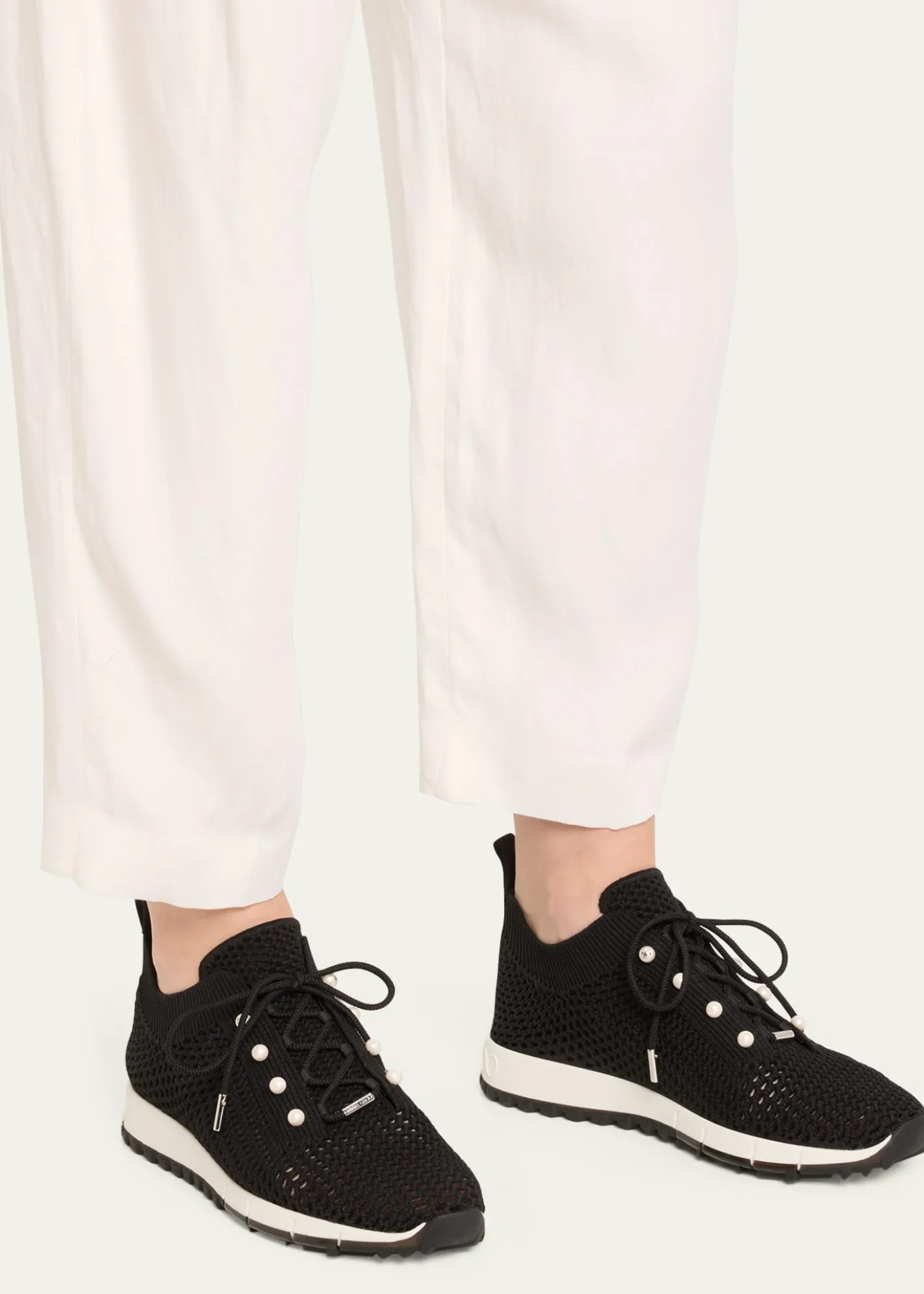 Jimmy ChooVeles Knit Pearly Lace-Up Sneakers