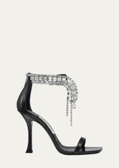 Jimmy ChooVerity Leather Crystal-Cuff Sandals