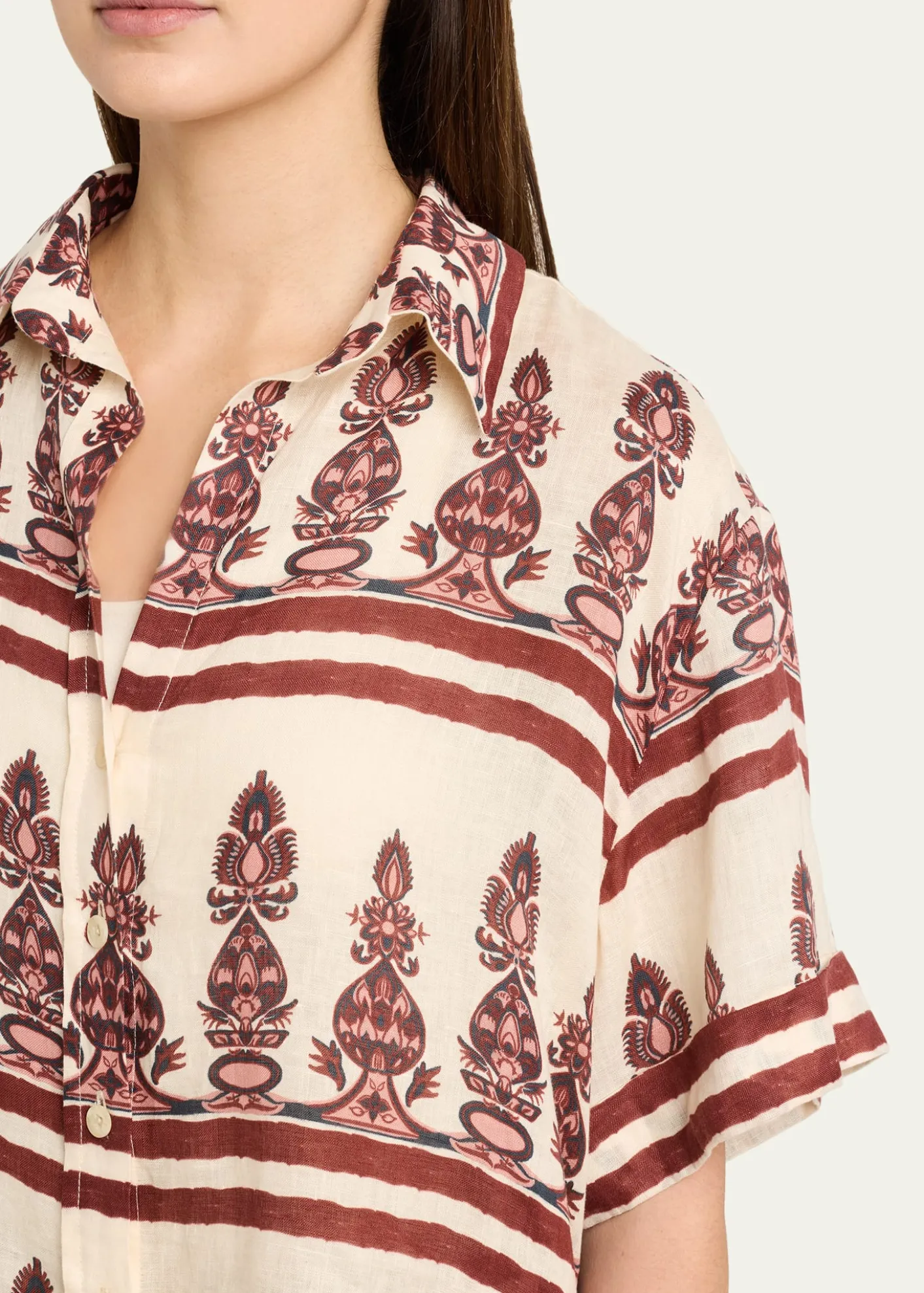 Johanna OrtizLa Creciente Printed Linen Button-Down Shirt