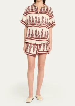 Johanna OrtizLa Creciente Printed Linen Button-Down Shirt