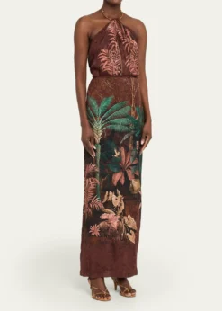 Johanna OrtizWild Horizons Twisted Necklace Halter Maxi Dress