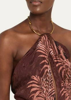 Johanna OrtizWild Horizons Twisted Necklace Halter Maxi Dress