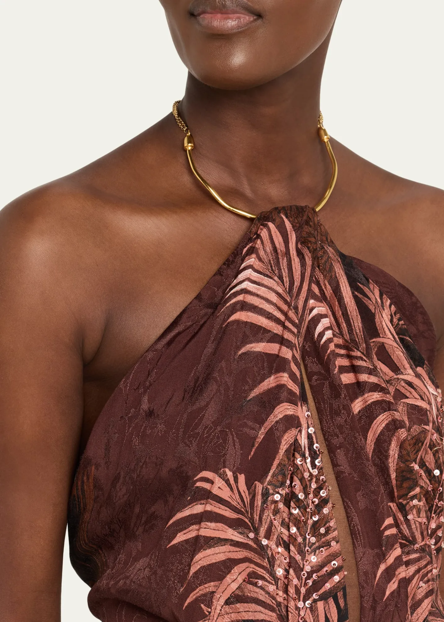 Johanna OrtizWild Horizons Twisted Necklace Halter Maxi Dress