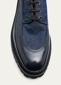 John LobbMen's Peak Denim and Leather Lace-Up Boots