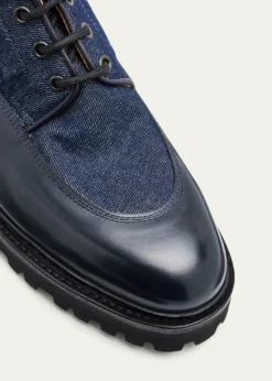 John LobbMen's Peak Denim and Leather Lace-Up Boots