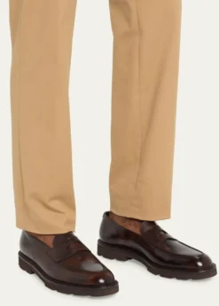 John LobbMen's Lopez Apron-Toe Leather Penny Loafers