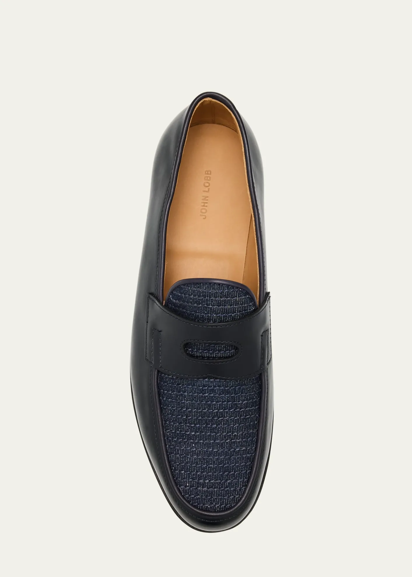 John LobbMen's Lopez Denim and Leather Penny Loafers