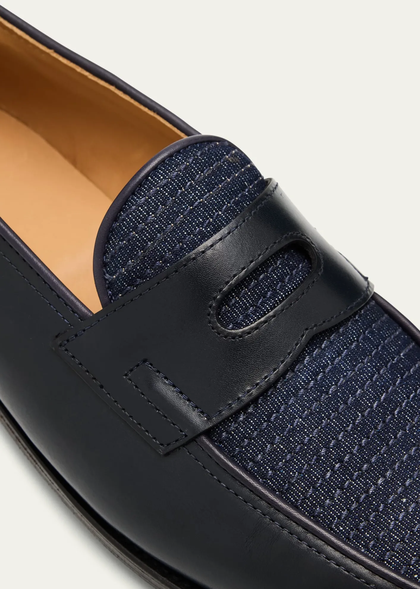 John LobbMen's Lopez Denim and Leather Penny Loafers