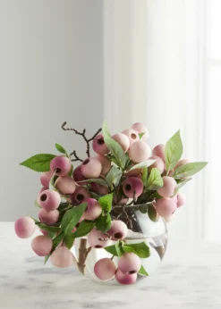 John-Richard CollectionBalausta Berries 8" Faux Floral Arrangement in Glass Bowl