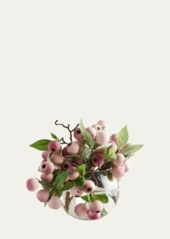 John-Richard CollectionBalausta Berries 8" Faux Floral Arrangement in Glass Bowl