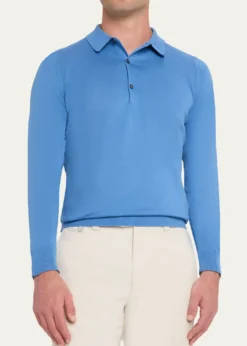 John SmedleyMen's Solid Long-Sleeve Polo Shirt