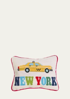 Jonathan AdlerJet Set New York Needlepoint Pillow, 9" x 12"