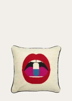 Jonathan AdlerLips Full Dose Needlepoint Throw Pillow - 18"
