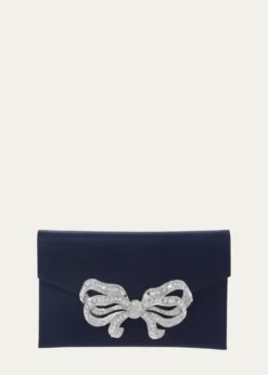 Judith Leiber CoutureCrystal Bow Satin Envelope Clutch Bag