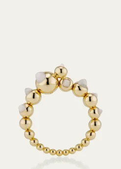 JV INSARDI18K Yellow Gold Mini Sugarloaf Ring with Milky Moonstone, Size 6.5