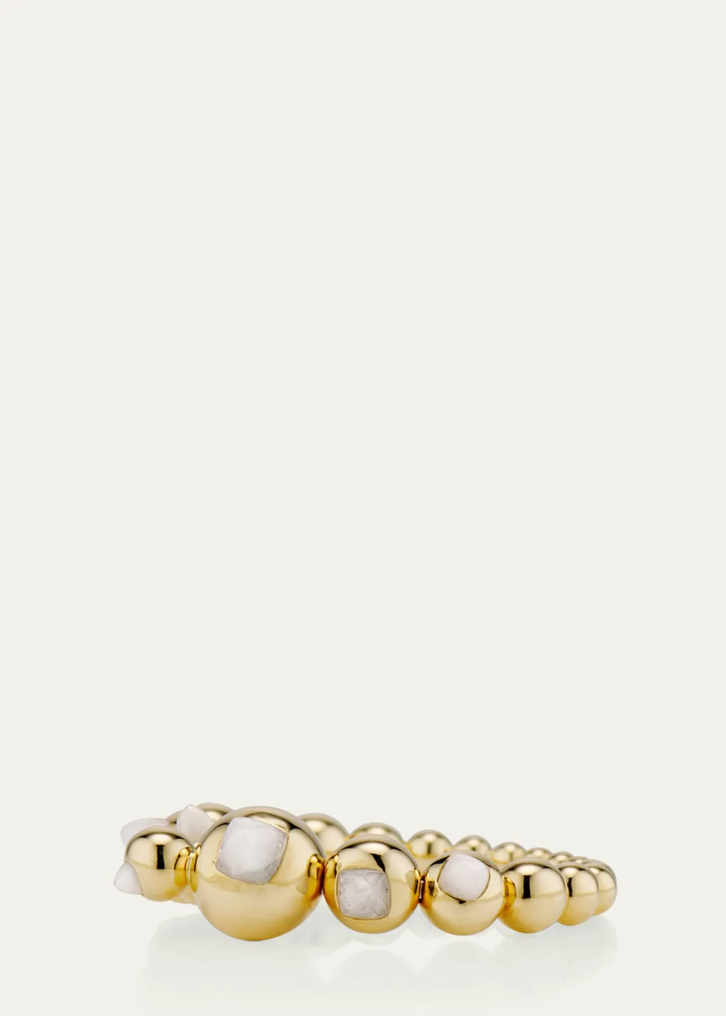 JV INSARDI18K Yellow Gold Mini Sugarloaf Ring with Milky Moonstone, Size 6.5