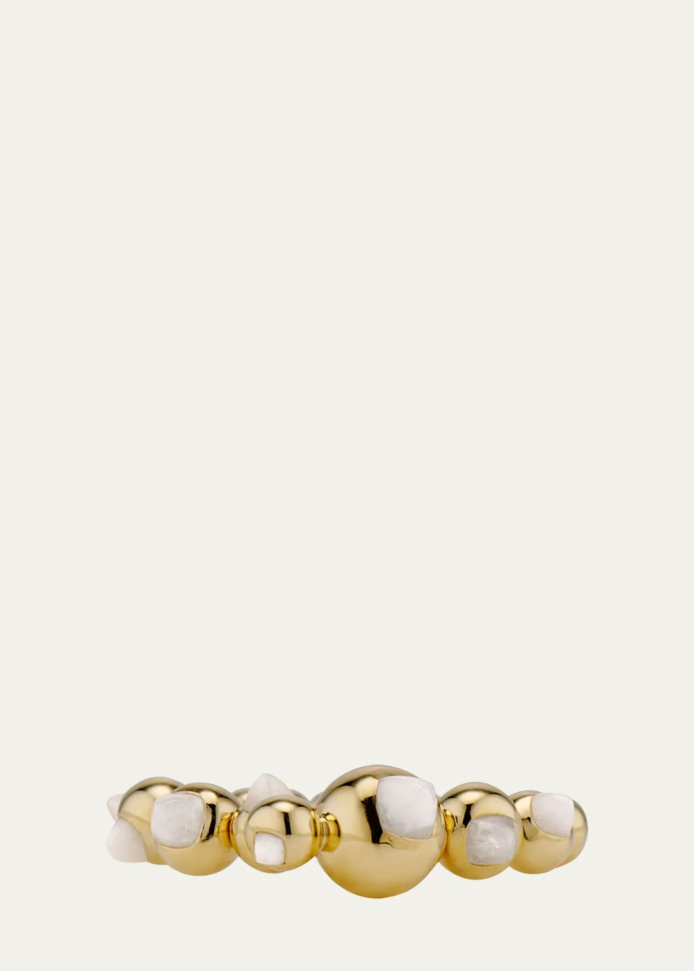 JV INSARDI18K Yellow Gold Mini Sugarloaf Ring with Milky Moonstone, Size 6.5