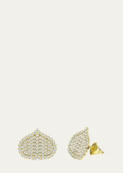 KAMALEye Adore Stud Earrings in Gold and White Diamonds, 15mm