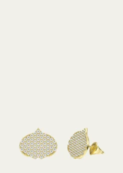KAMALEye Adore Stud Earrings in Gold and White Diamonds, 12mm
