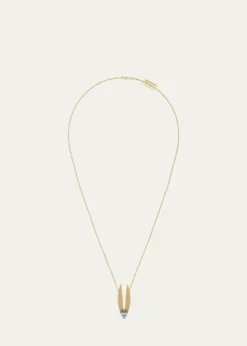 KAMAL18K Gold Petal Lotus Edge Pear Diamond Necklace, 16"L