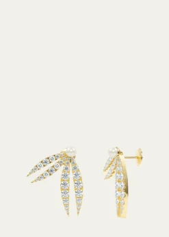 KAMALLotus Diamond and Pearl Flourish Earrings