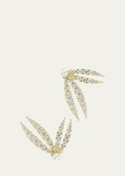 KAMALLotus Diamond and Pearl Flourish Earrings