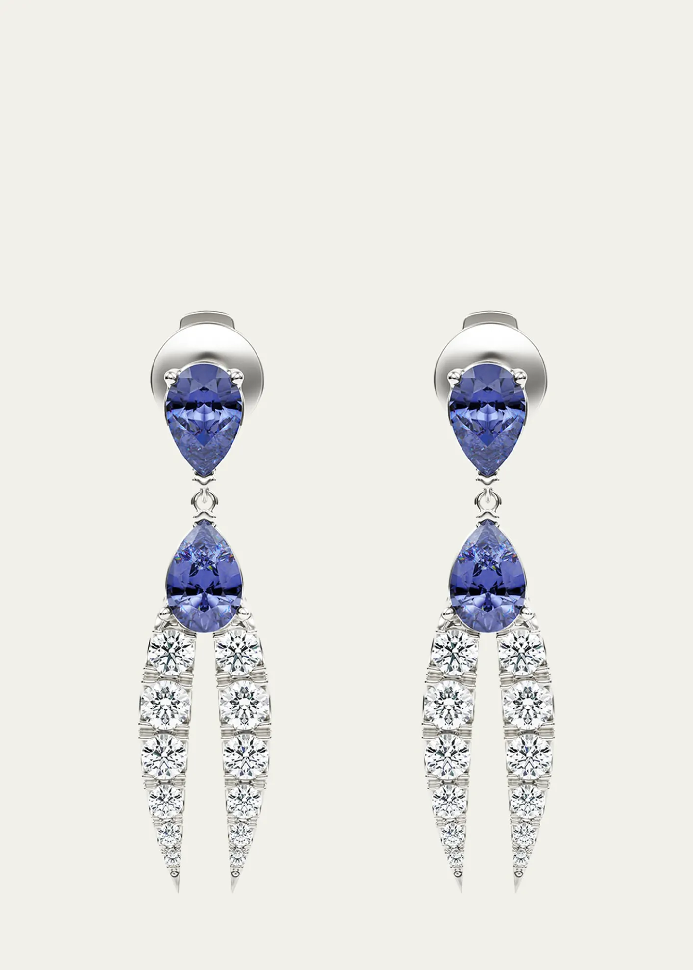KAMALLotus Diamond and Tanzanite Earrings